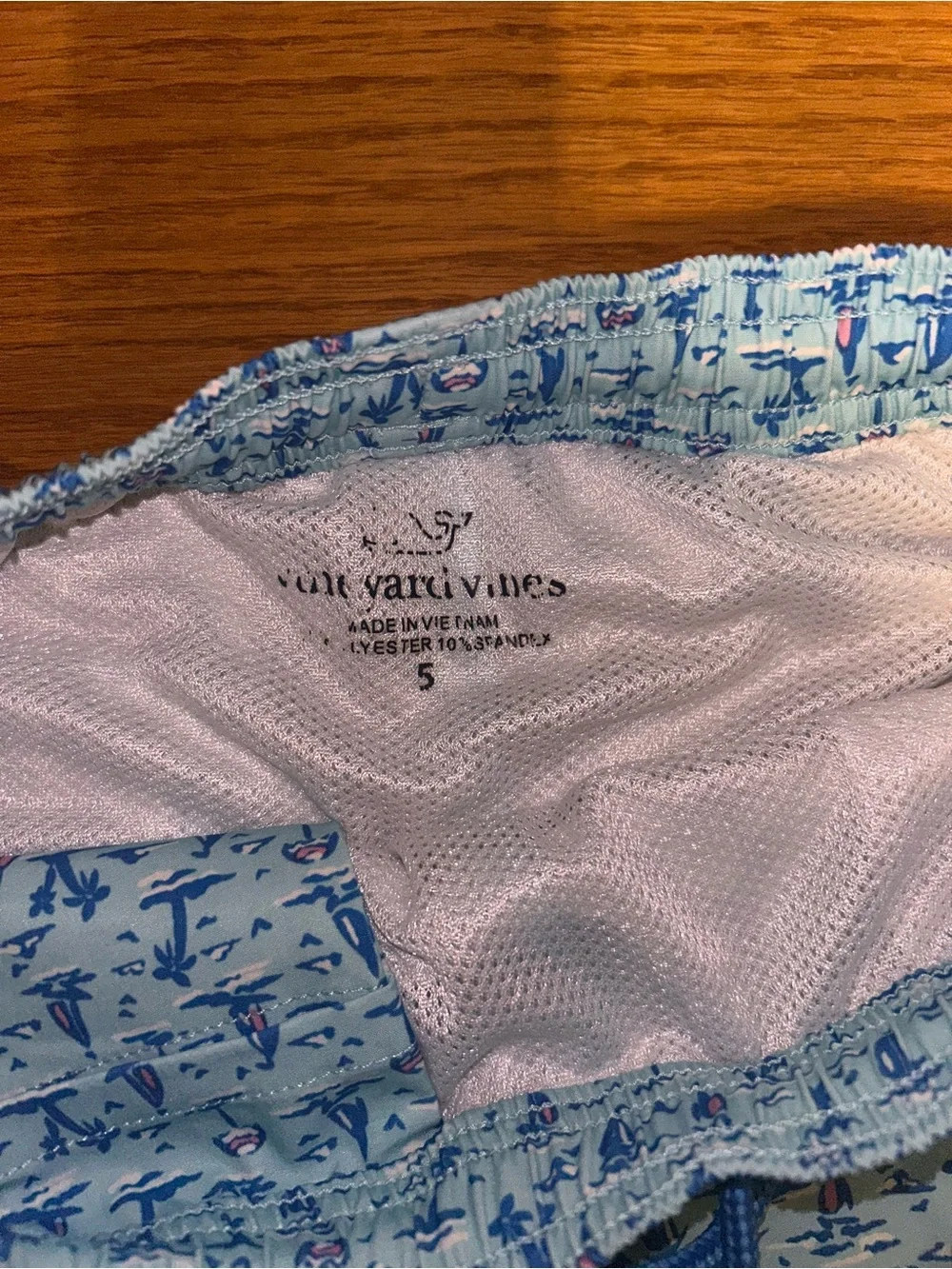 Boys Vineyard Vines Light Blue Sailboat Print Swim Trunks